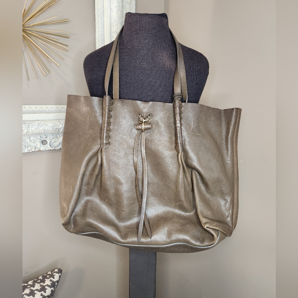 Nina Ricci Olive Metallic Leather Tote